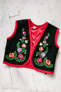1970s Ethnic Vest Wool Embroidered Waistcoat S