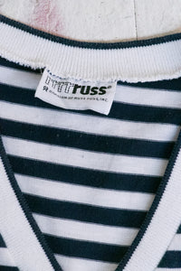 1970s Tank Top Striped Knit V Neck Sleeveless Tee S