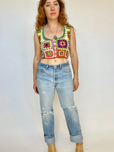 Load image into Gallery viewer, 1970s Crochet Vest Wool Knit Top Adolfo Saks 5th Ave Granny Squares S/XS