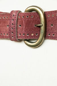 1980s Belt Suede Leather Cinch Waist Plum