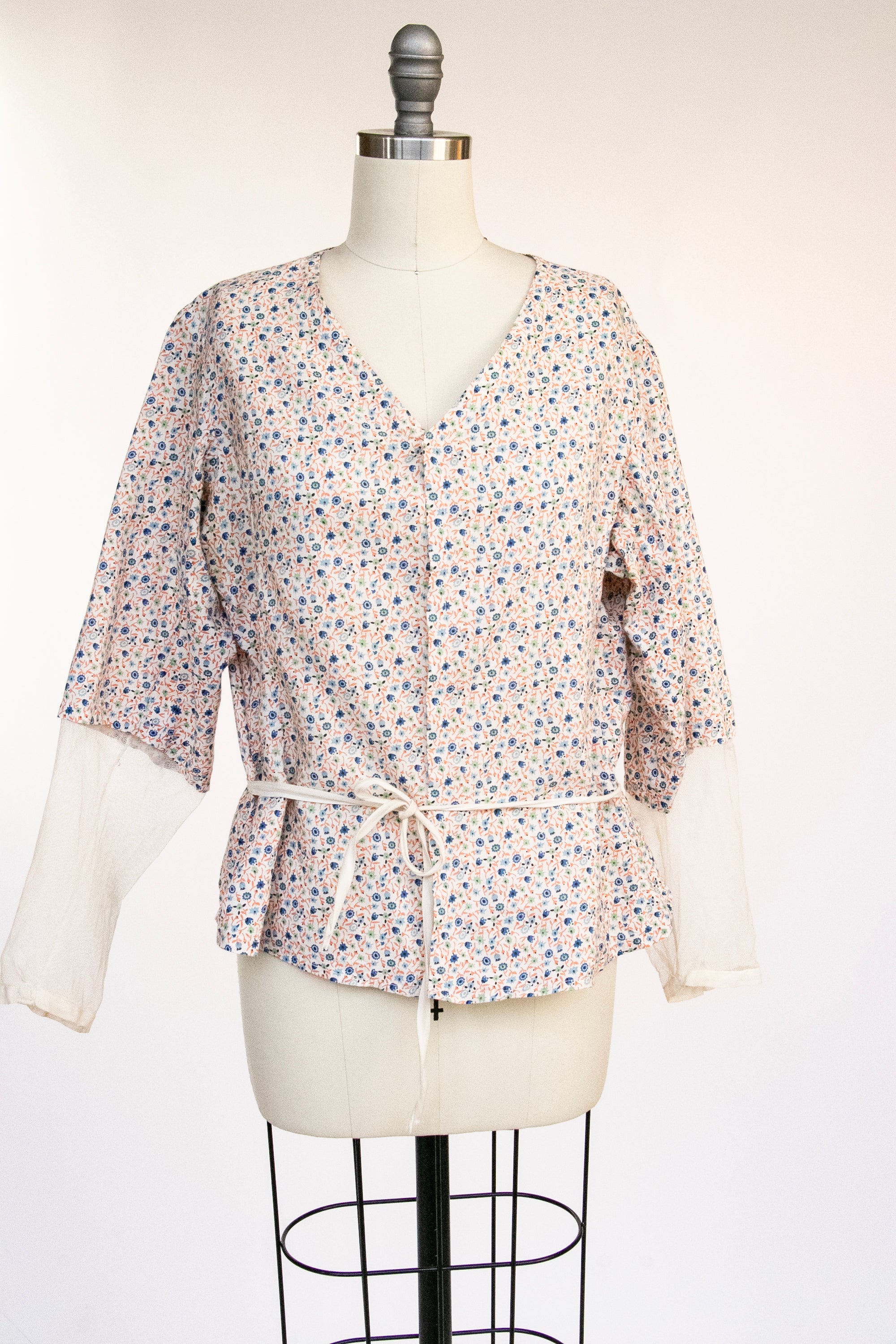 1920s Blouse Cotton Net Top M