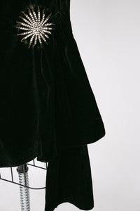 1920s Dress Black Velvet Asymetric Deco S