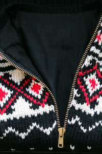 1950s Sweater Cropped Knit Zip Cardigan S