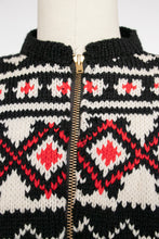 Load image into Gallery viewer, 1950s Sweater Cropped Knit Zip Cardigan S