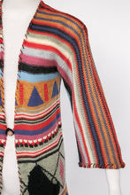 Load image into Gallery viewer, 1970s Young Edwardian Knit Cardigan Sweater Striped Long S