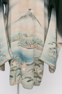 1940s Kimono Rayon Reversible Japanese Robe 50s