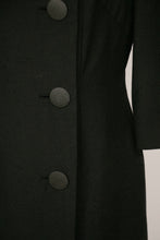 Load image into Gallery viewer, 1960s Dress Black Fitted Shirtfront M