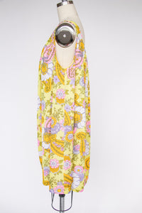 1970s Nightgown Slip Dress Floral Knit L