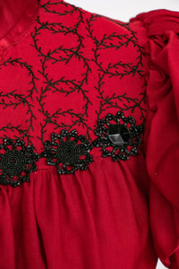 Antique Dress Mother Hubbard Gown 1890s Cotton XS