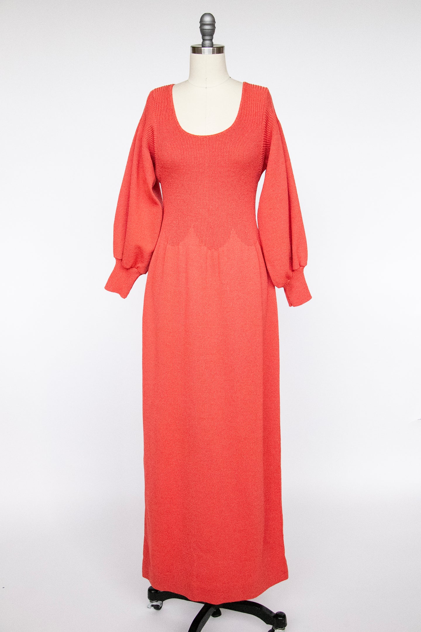 1970s Maxi Knit Dress Knit Bishop Sleeve M