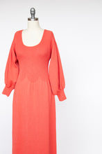Load image into Gallery viewer, 1970s Maxi Knit Dress Knit Bishop Sleeve M