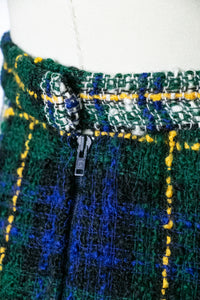 1970s Full Maxi Skirt Wool Tartan Plaid Long S