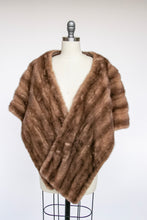 Load image into Gallery viewer, 1950s Fur Stole Mink Brown Plush Fluffy Wrap Caplet