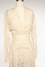 Load image into Gallery viewer, 1930s Gown Champagne Lace Sheer Full Length S Tall