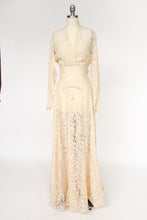 Load image into Gallery viewer, 1930s Gown Champagne Lace Sheer Full Length S Tall