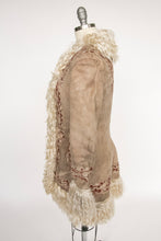 Load image into Gallery viewer, 1970s Coat Embroidered Shearling Afghan Sheepskin XS