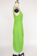 Load image into Gallery viewer, Y2K Dress Linen Silk Lime Green Metallic Fitted XS