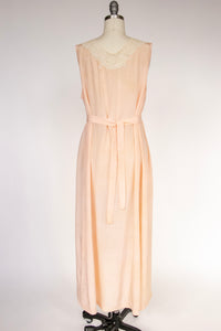 1920s Silk Nightgown Slip Lace Lounge Dress M