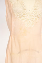 Load image into Gallery viewer, 1920s Silk Nightgown Slip Lace Lounge Dress M
