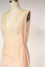 Load image into Gallery viewer, 1920s Silk Nightgown Slip Lace Lounge Dress M