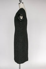 Load image into Gallery viewer, 1950s Dress Black Fitted Cocktail Embroidered L