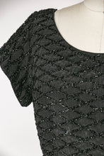 Load image into Gallery viewer, 1950s Dress Black Fitted Cocktail Embroidered L