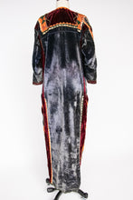 Load image into Gallery viewer, 1960s Afghan dress Velvet Patchwork Maxi 70s