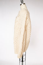 Load image into Gallery viewer, 1970s Irish Wool Cardigan Fisherman Sweater Knit L