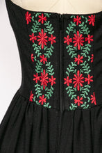 Load image into Gallery viewer, 1960s  Dirndl Dress Austrian Cotton Embroidered M