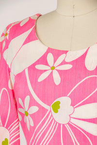 1960s Hawaiian Dress Printed Cotton Maxi S