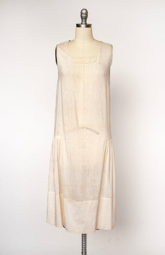 1920s Lawn Dress Sheer Cotton Flapper Lace S
