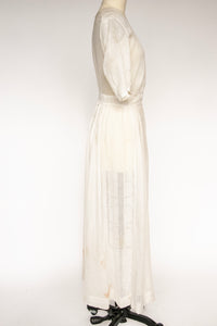 Antique Edwardian Lawn Dress Sheer Cotton 1910s S