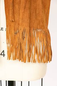 1970s Suede Vest Fringe Leather Waistcoat M