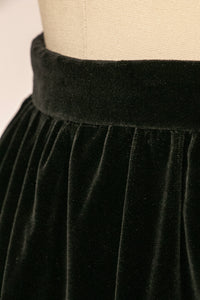 1970s Velvet Maxi Full Skirt Black XS