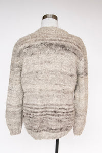1970s Wool Hand Knit Sweater Oversized Chunky Crew Neck L