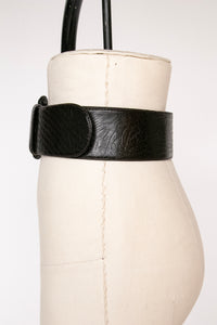 1980s Belt Leather Donna Karan Black Cinch Waist M