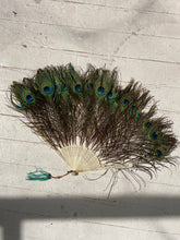 Load image into Gallery viewer, Antique Vintage Peacock Feather Fan Bridal Accessory Wedding Deco