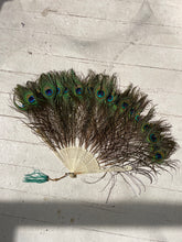 Load image into Gallery viewer, Antique Vintage Peacock Feather Fan Bridal Accessory Wedding Deco
