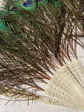 Load image into Gallery viewer, Antique Vintage Peacock Feather Fan Bridal Accessory Wedding Deco