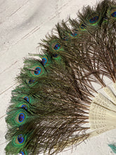 Load image into Gallery viewer, Antique Vintage Peacock Feather Fan Bridal Accessory Wedding Deco