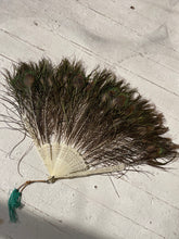 Load image into Gallery viewer, Antique Vintage Peacock Feather Fan Bridal Accessory Wedding Deco