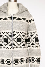 Load image into Gallery viewer, 1960s Sweater Cowichan Zip Cardigan Wool Knit S