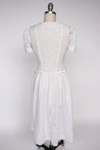 1940s Dress Lace Full Skirt Sheer XS
