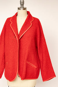1960s Bonnie Cashin Sills Cardigan Jacket Wool Boucle Leather L