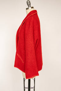 1960s Bonnie Cashin Sills Cardigan Jacket Wool Boucle Leather L