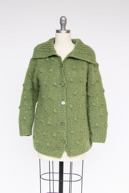 1960s Sweater Wool Fuzzy Chunky Knit Cardigan