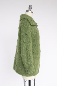 1960s Sweater Wool Fuzzy Chunky Knit Cardigan