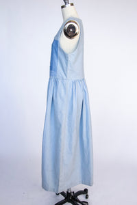 1970s Jumper Dress Denim Cotton Patchwork M