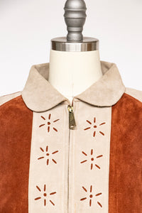 1970s Cape Brown Suede Coat Leather Patchwork Suede