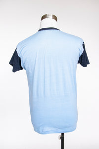 1980s Tee Blue Ringer Smile T-Shirt L